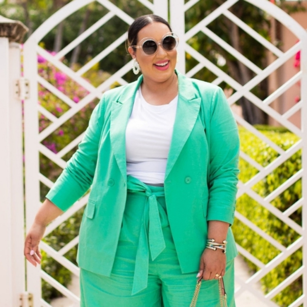 NWT Lane Bryant X Beauticurve Spring Kelly Green Linen Blend Blazer Plus Size 20